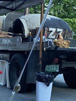 Wood fired pizza oven.