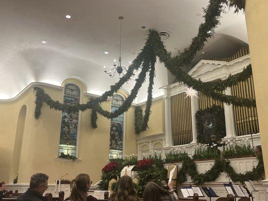 Sanctuary decorated for Christmas