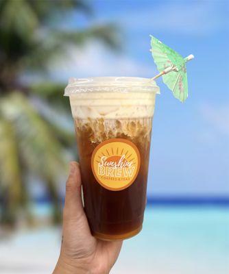 (Seasonal) Island Time--coconut cold brew with to toasted coconut cold foam