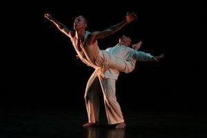 Malashock Dance company members Michael Mizerany and Bradley Lundberg perform in The Window Dressers, Photo: Yvonne Portra