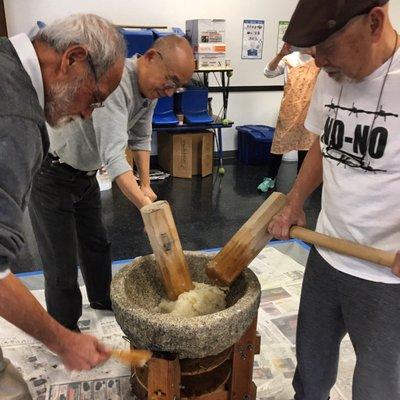 Mochi pounding at the Christ United Presbyterian Church.