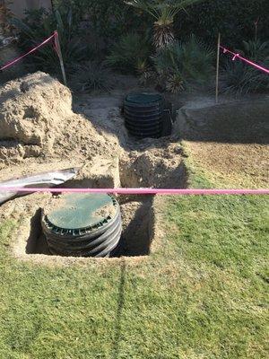 Risers installed, backfill ready.  Will landscape to hide riser lids.