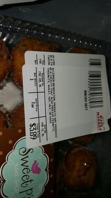 This is weird last minute muffin decision at my local grocer. Found double stickers so I peeled it back going it wasn't expired....