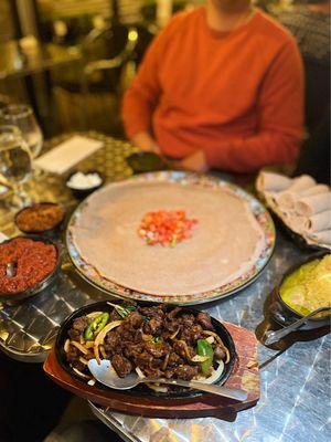 Beef Tibs, Ethiopic Signature Kitfo, Miser - Spicy Lentils, and Doro Aletcha Wot | Instagram: GaoGirlsGrubbin