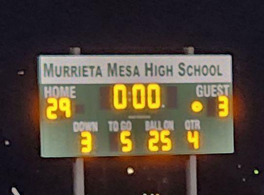 11/1/24 That's how we do!!! MMHS (29) vs Santiago HS (3). League 5-0!! Remember this day Rams!!  Playoffs!!