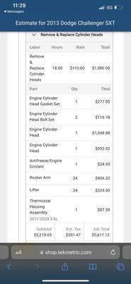 Total cost of repairs that i was quoted to get this fixed and I've only had the car 6 months.