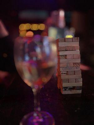 Small dive bar with locals playing board games