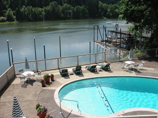 Our pool overlooks the mighty Willamette River.