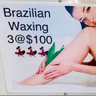 Brazilian Waxing 3 for $100