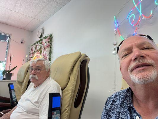 Me and my dad getting pedicures.