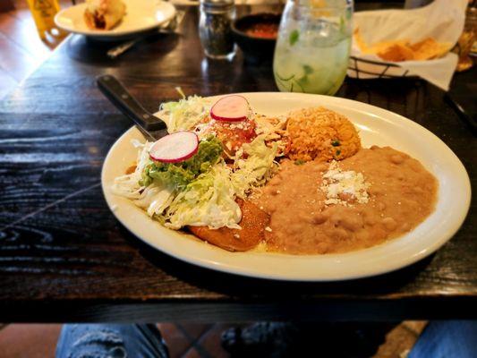 Sope De Pollo and cheese Enchilada combo