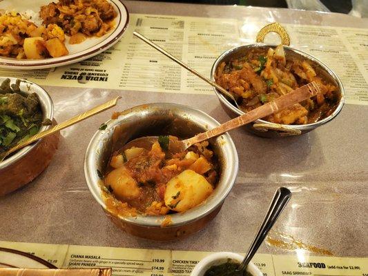 Aloo gobi, chicken karahi