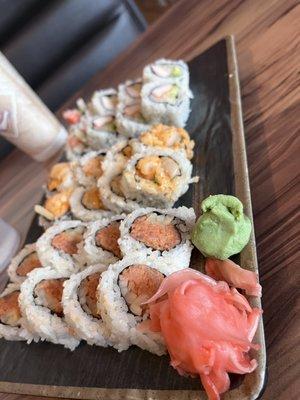 Spicy tuna, spicy scallop and California roll.  They have a wonderful happy hour menu.