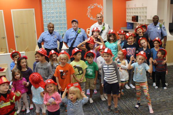 Our Kids Zone poses for a silly photo during our special Fire Safety Day.