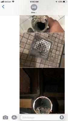 This is how Mike Bass and his subcontractors left my shower, and plumbing... full of grout and concrete