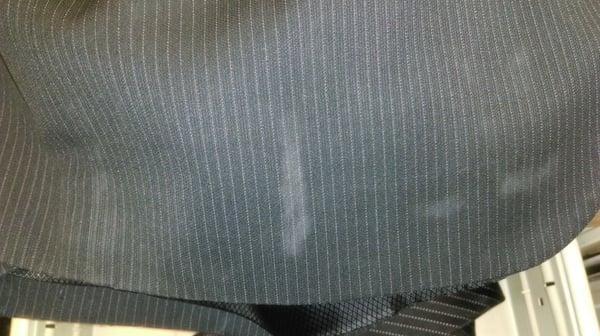 More stains that arrive out of nowhere one day after dry cleaning.