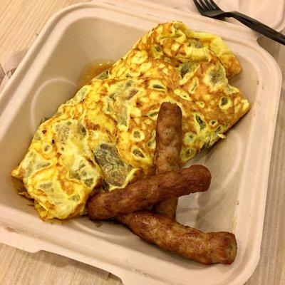 Ordered from Da Grill -- made my own omelet with ham, Portuguese & link sausage, onion mushroom, and cheese