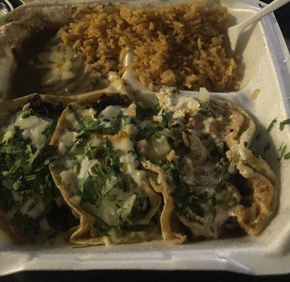 Al pastor taco dinner sour cheese cilantro fresh great customer service