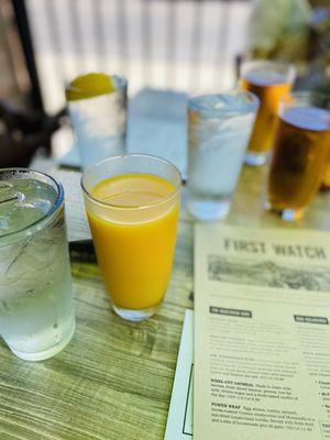 Orange juice and water