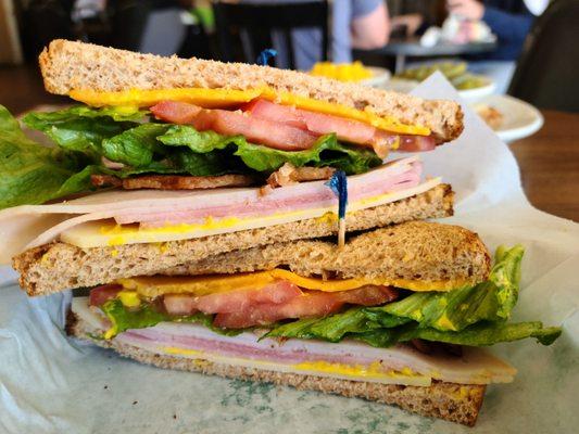 the Miles sando with mustard vs mayo on wheat berry