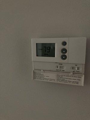 Thermostat is in the hallway, and was slightly cooler than the rest of the apt.