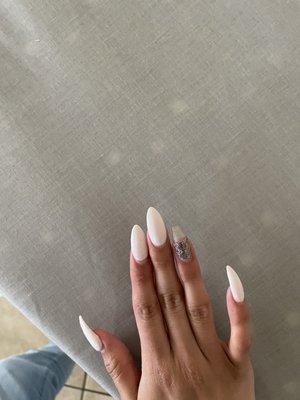 Broken acrylic over natural nails