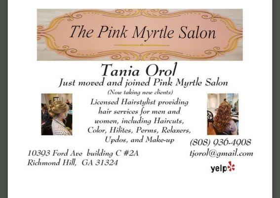 Just moved to a new location! Come see me at Pink Myrtle