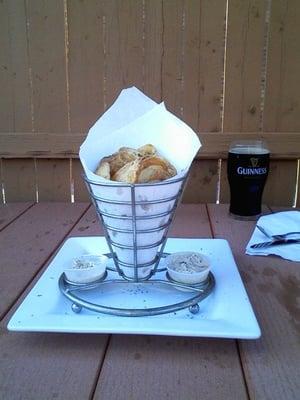 Pub chips, outside..."on the house"