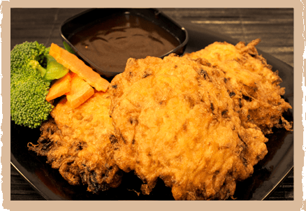 Vegetable Egg Foo Young with homemade gravy