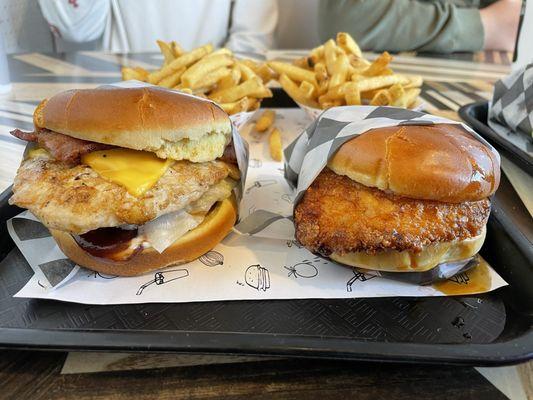 Left:  BBQ Chicken Club $16.50  Right: Hot Chicken Sando $14.65