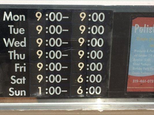 I took a picture of Electric Beach hours. You can't miss it on The Coralville Strip.