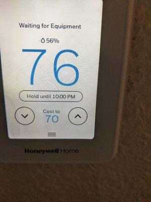 Air stop working on the thermostat waiting on equipment
