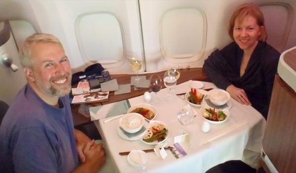 2 of our customers enjoying their meal on board