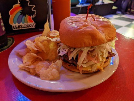 Burger and chips