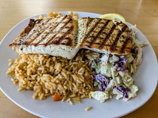 Charbroiled Ono with Cajun rice