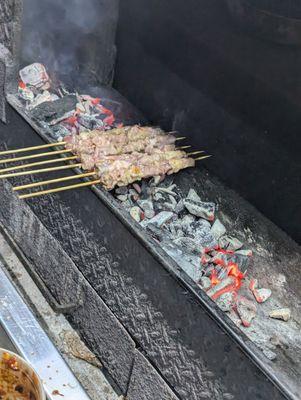 Lamb Skewers ($2 each):  BBQ Skewers Food Cart located outside of the NY Food Court.  Ask for Cumin and Spicy Seasoning!