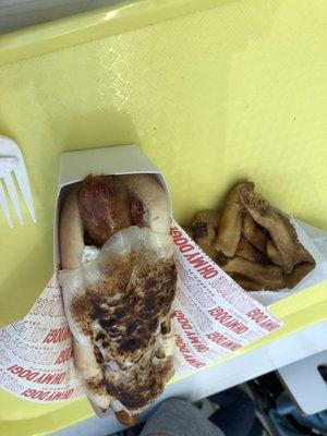 Sweet Chili Dog and fries