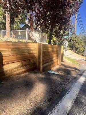 Wood retaining wall