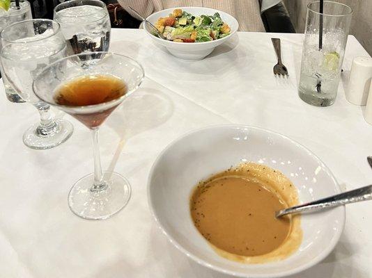 Manhattan and shrimp bisque