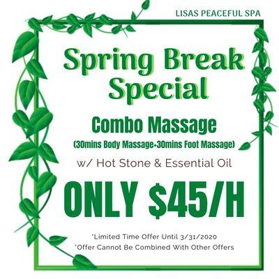 Combo Massage w/ Hot Stone & Essential Oil Only $45/H