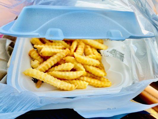 Order of large "Crinkle cut" French Fries.