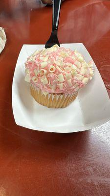 White chocolate raspberry cupcake