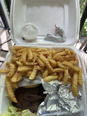 My gyro was kind of overcooked, and the fries weren't that fresh. 3 out of 5