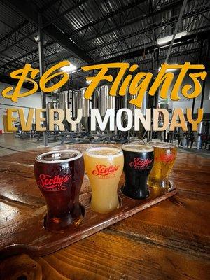 EVERY MONDAY we have $6 Beer Flights from 4:00 - 10:00 pm!