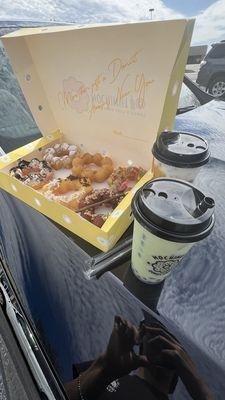 Doughnuts and matcha boba tea