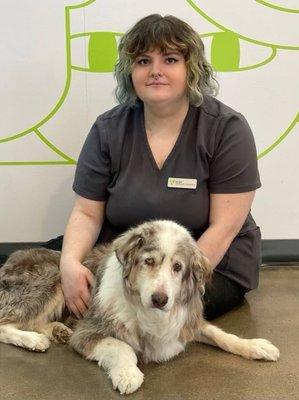 Alice (Veterinary Technician) with her Australian Shepherd Freckles!