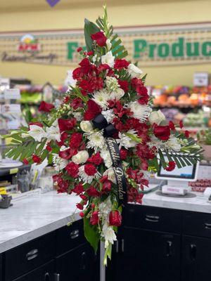 I believe they called this a "Spray" Funeral Flower Arrangement