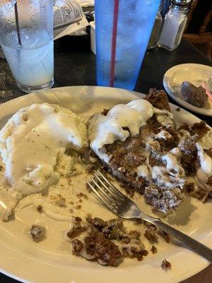 Chicken fried steak with potatoes