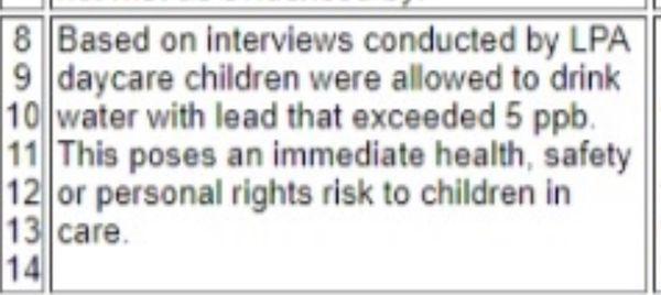 Children drank lead in the water at this day care.