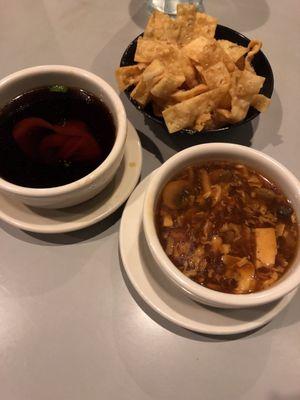 Hot and sour soup and Wonton Soup